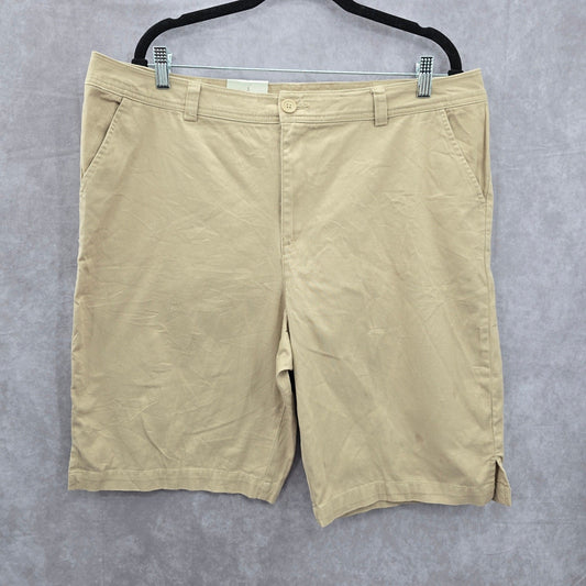 White Stag Tan Bermuda Flat Front Cotton Bottoms Pants Shorts Plus 18
