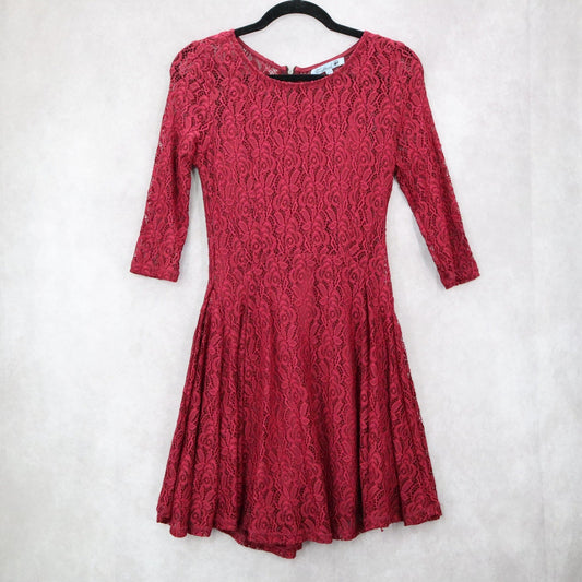 Fish Bowl Red Lace Skater Dress Fit Flare Cocktail Party Dress Elegant S Small
