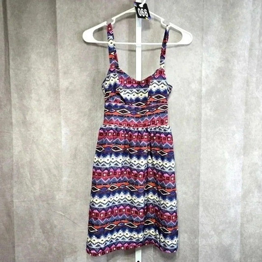Delia's Floral Print Short Overall Flare Y2K Vintage Button Strap Dress Small