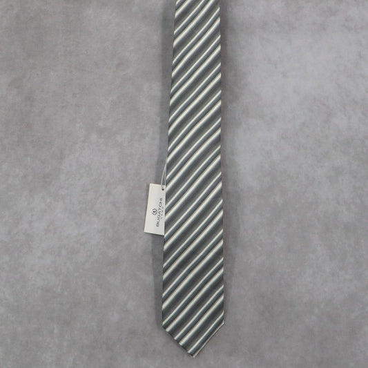 Bugatchi Uomo Gray Stripe Executive Formal Business Silk Classic Men's Neck Tie