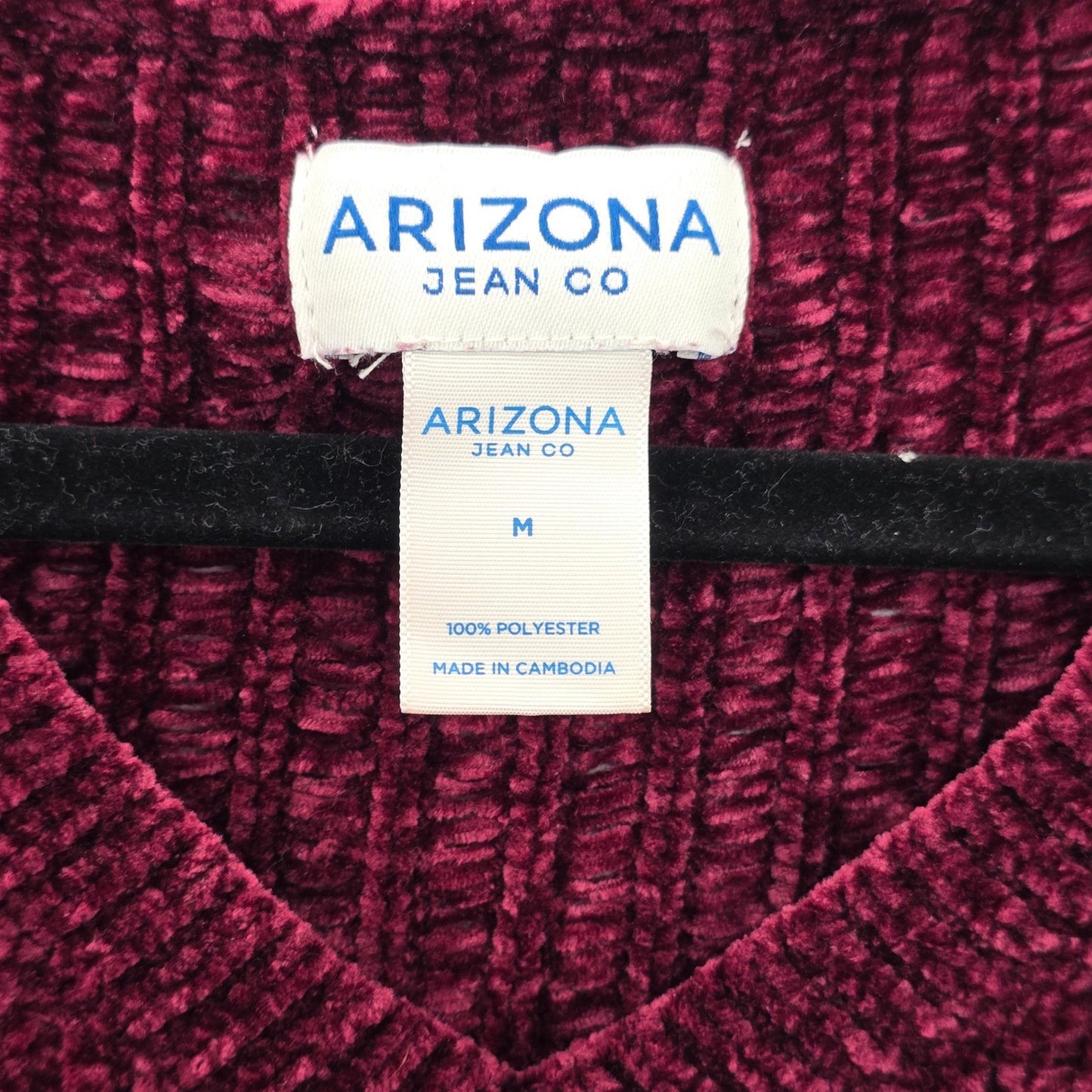 Arizona Red Chenille Ribbed Sleeve Y2K VTG Academia Crop Cozy Sweater Medium