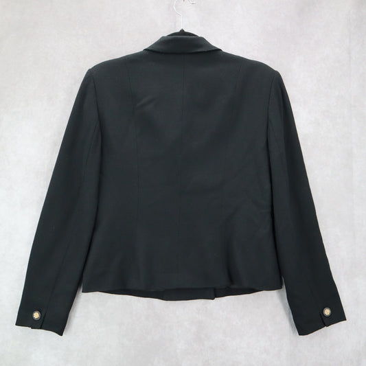 Jones New York Black Double Breasted 100% Worsted Wool USA Coat Jacket Blazer 6