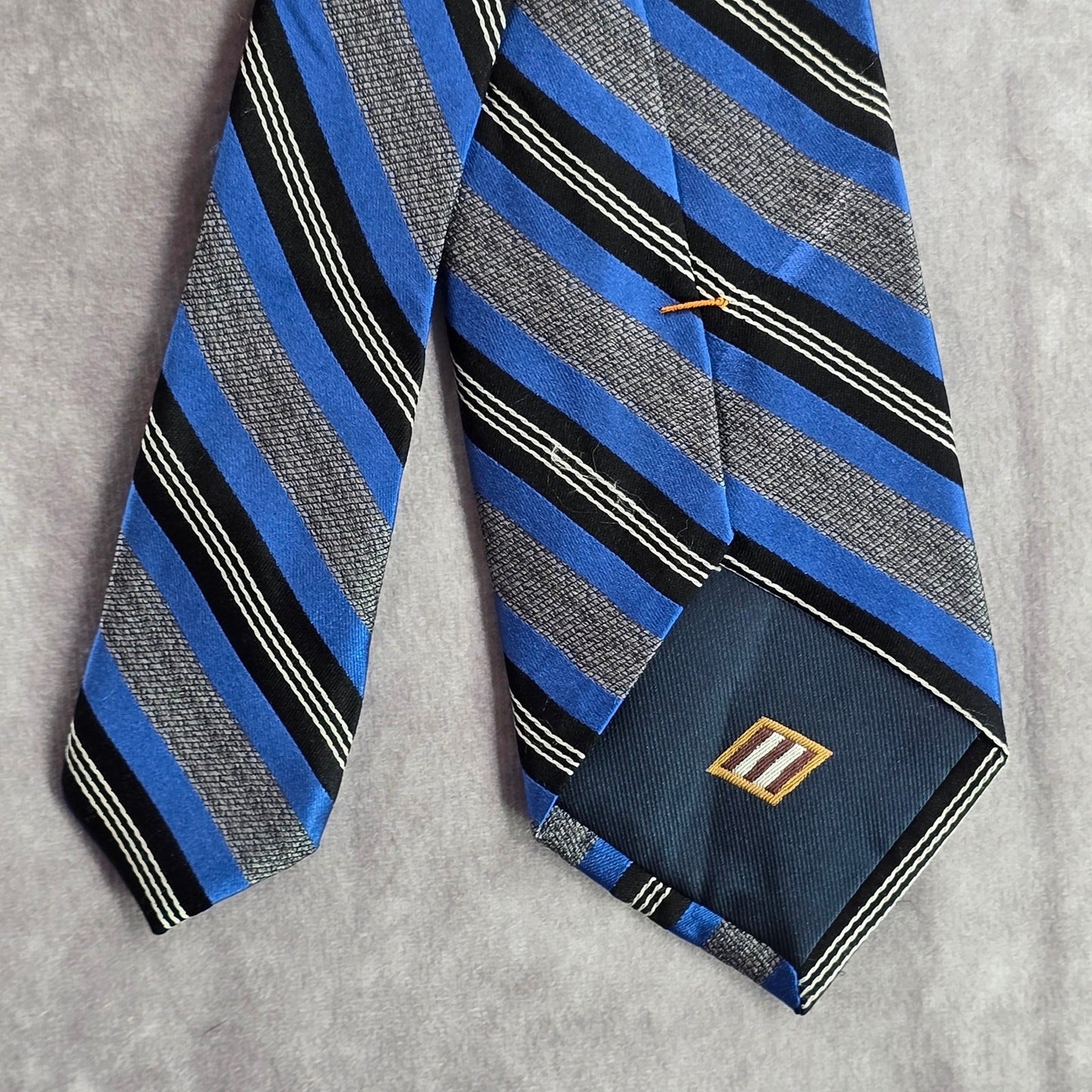 Joseph Abboud Blue Gray Stripe Repp Geometric 100% Silk Men's Neck Tie NWOT