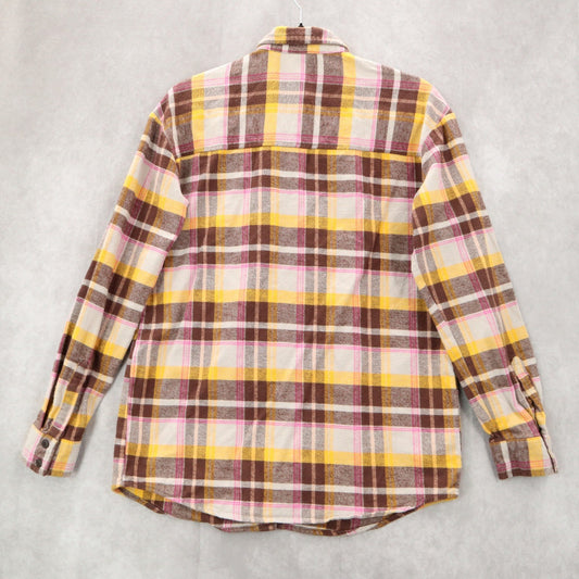 Wild Fable Yellow Flannel Plaid Long Sleeve Button Down Western Utility Shirt XS