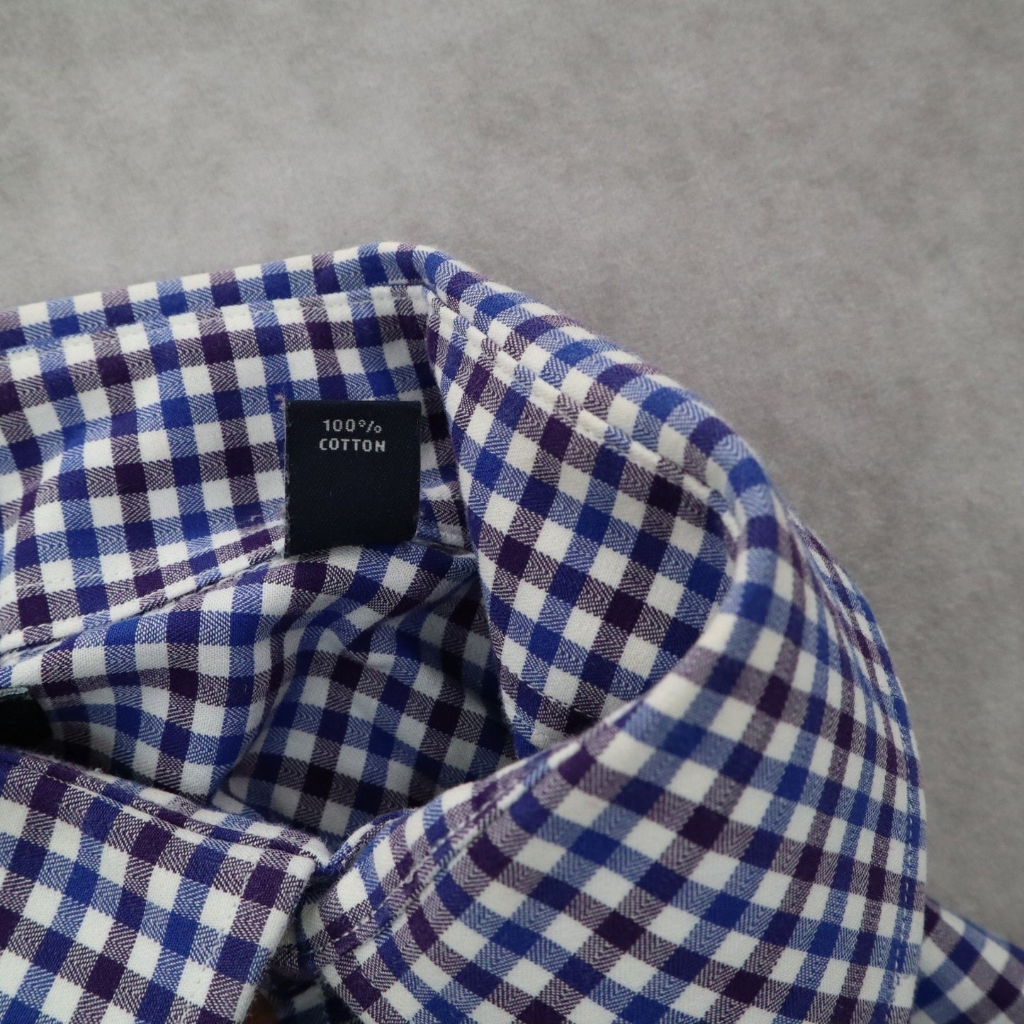 Tommy Hilfiger Blue Plaid Button Down Cotton Dress Slim Fit Shirt Mens Large