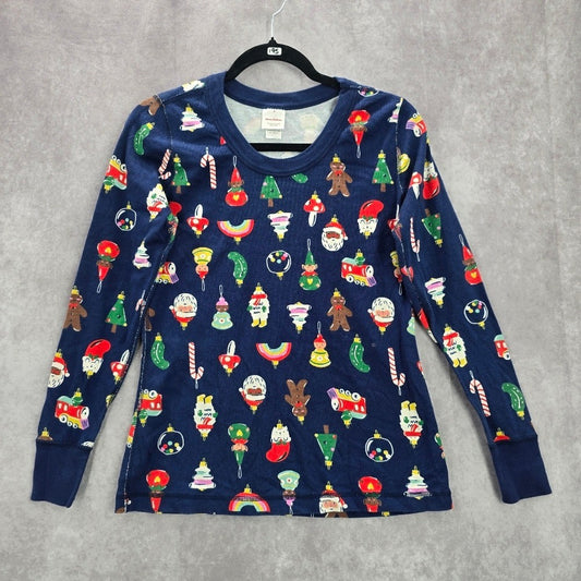 Hanna Andersson Blue Christmas Holiday Ornament Printed Long Sleeve Top Medium