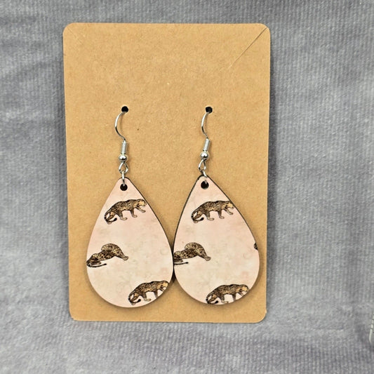 Pink Teardrop Hook Animal Handmade Earrings #JB1E1