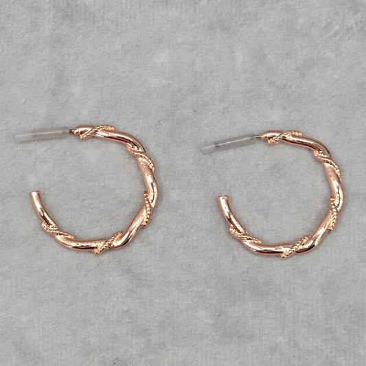 Rose Gold Half Hoop Hook Fashion Jewelry Earrings NWT JB2-43