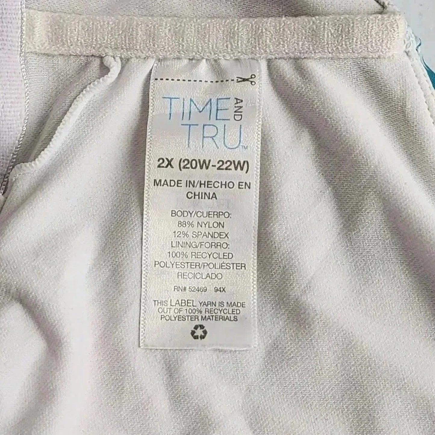 Time and Tru Tankini Top Swim Suit Bathing Plus Swimsuit Flower Print 2X