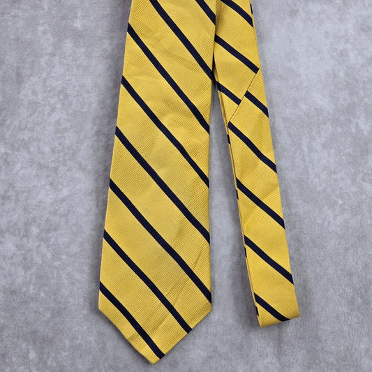 American Living Yellow Blue Stripe Geometric Diagonal 100% Silk Neck Tie