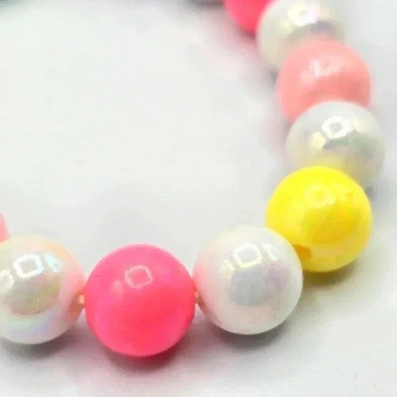 Pink Yellow Bead Stretch Elastic Fashion Boho Retro Indie Jewelry Bracelet B20