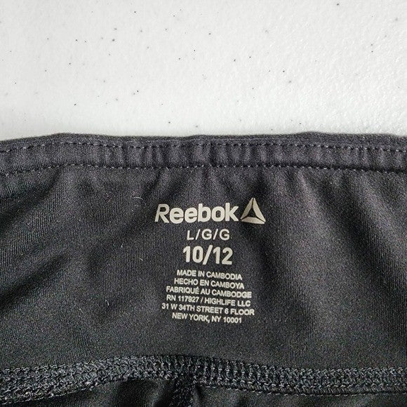 Reebok Black Leggings Sports Crop Ankle Athletic Sports Active Pants L Large