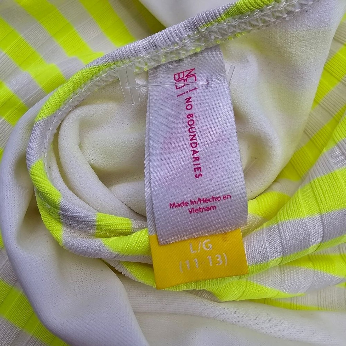 No Boundaries Yellow White Stripes Bathing Suit One Piece Swimsuits Large