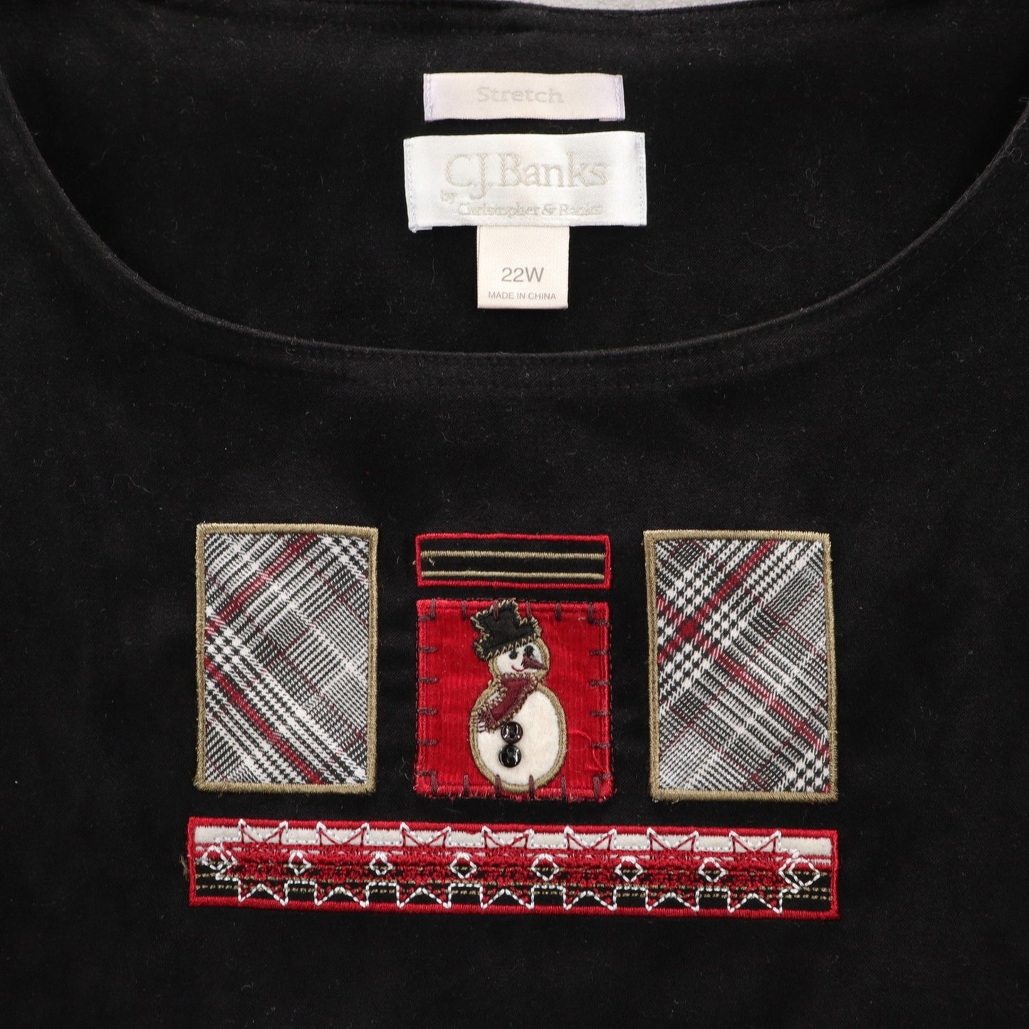 Black Snowman Vintage Christmas Holiday Granny Party Cottage Dress Plus 22W