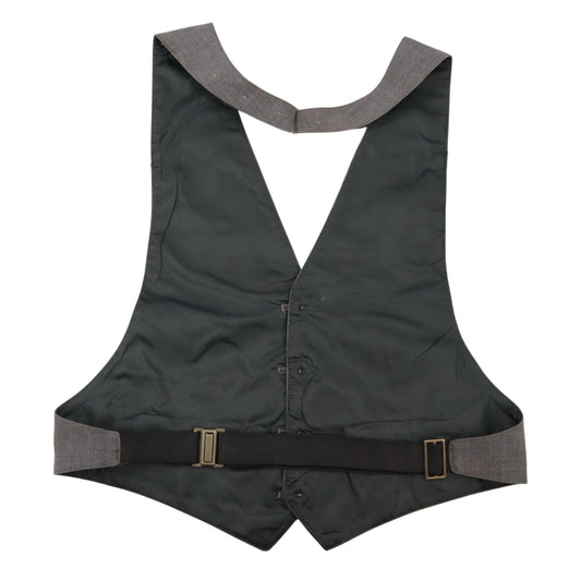 After Six Gray Short Open Back Welt Pocket 4 Button Point Tuxedo Vest Medium 38S