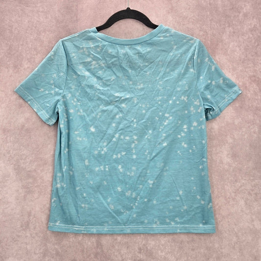 Blue Reindeer Moose Christmas Holoday Festive Print Tshirt Top Small