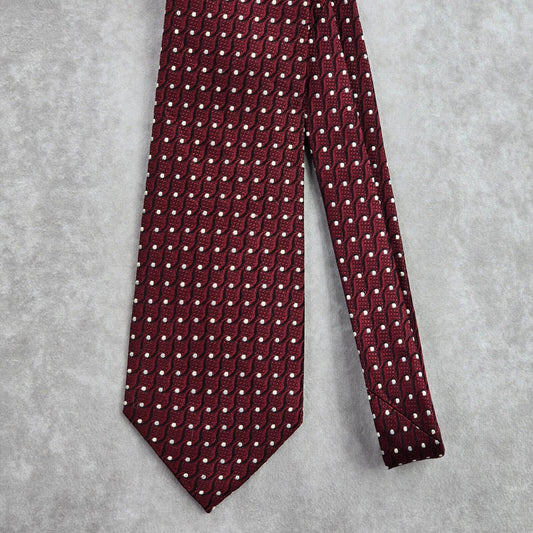 Burma Bibas Red Black White Geometric Polka Dot Silk Men's Neck Tie Executive