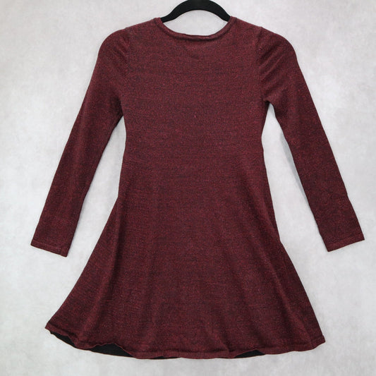 GB Girls Red Glitter Long Sleeve Fit Flare Whimsy Fairy Party Dress Medium