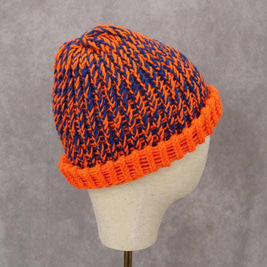 Orange Chunky Y2K Vintage Cable Knit Cottagecore Beanie Cap Hat OS