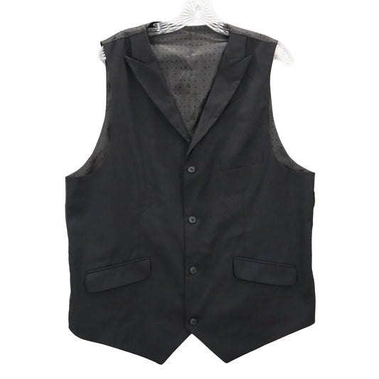 Black Stripe Polka Dot 4 Button Point Peak Lapel Formal Tuxedo Vest Large 44R