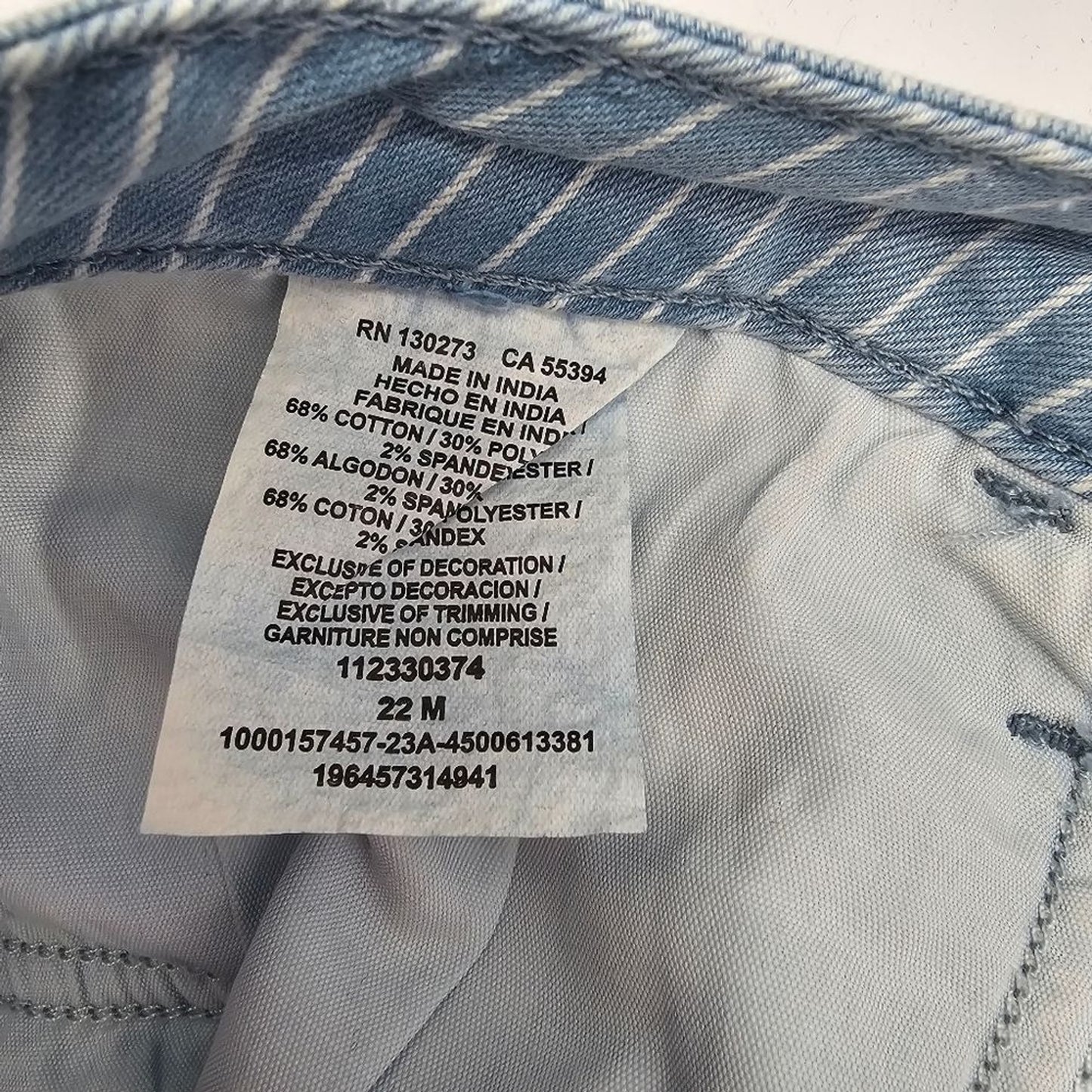 Lee Mid Rise Blue White Stripes Short Size 2X (22M) NWT