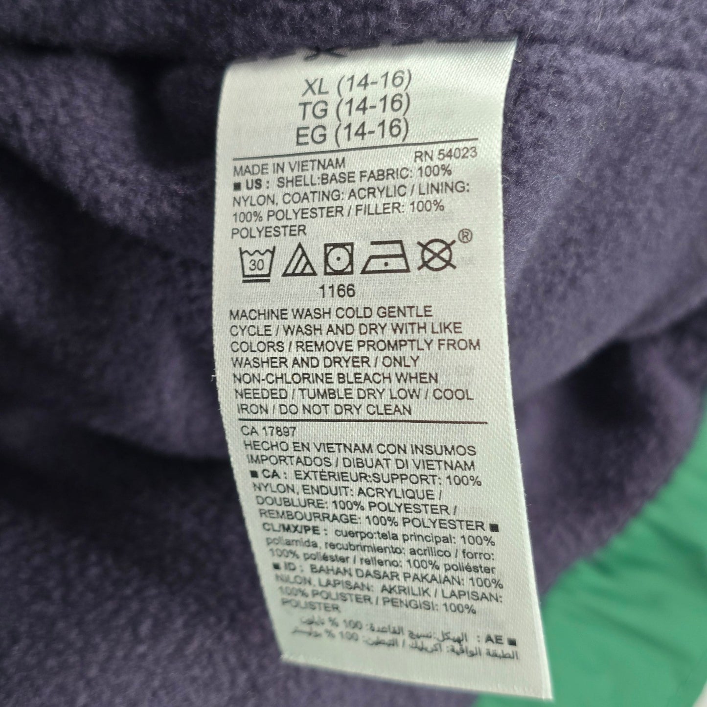 Old Navy Green Blue Stripe Zip Sleeveless Puffer Fleece Boys Vest XL 14/16