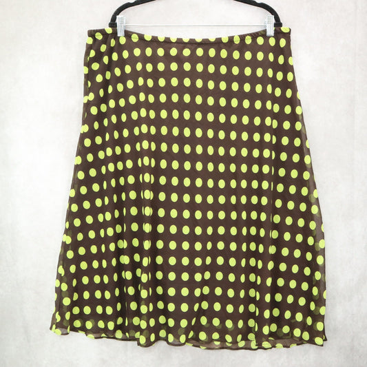 Dressbarn Brown Polka Dot Flare Retro Preppy Business Casual Skirt Plus 20W