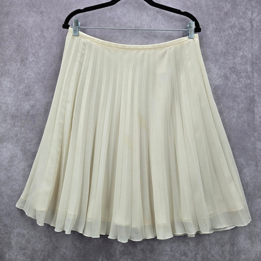 Preston & York Vintage Cream Pleat Flare Knee Length Short Skirt Plus 14