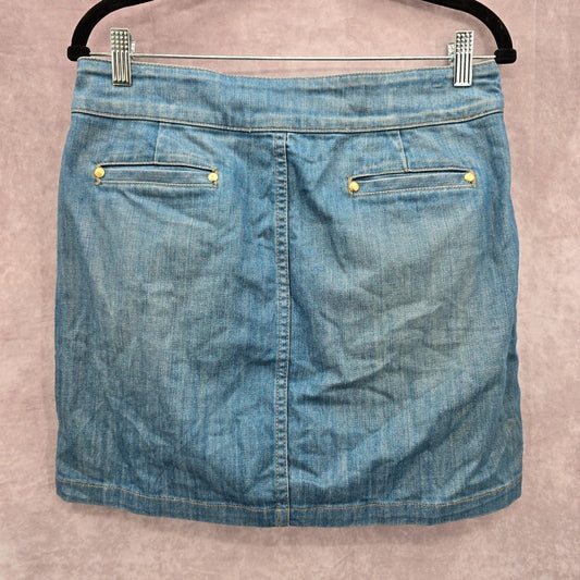 Juicy Couture Ex Cardiff High Waist Y2K VTG Denim Skirt Crest Button 28 Medium