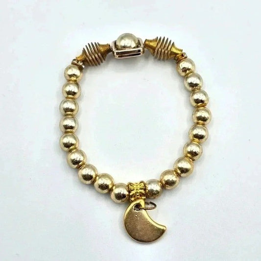 Gold Moon Bead Elastic Stretch Boho Retro Fashion Jewelry Bracelet B02