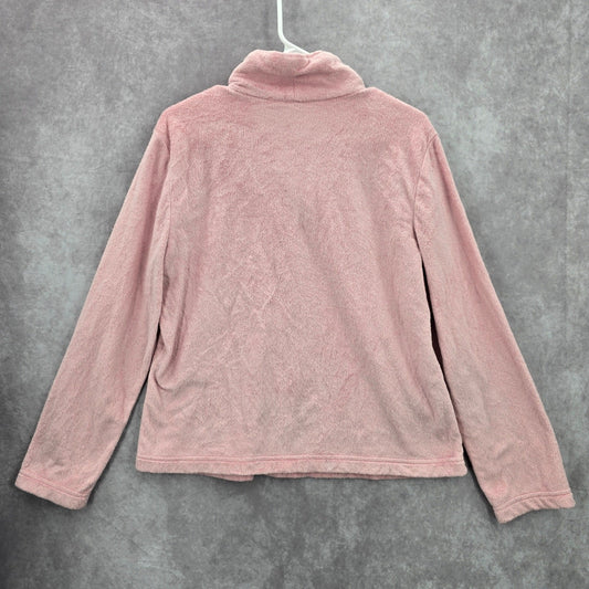 New Directions Pink Fleece Sweater Pullover Soft Comfy Cardigan L Large