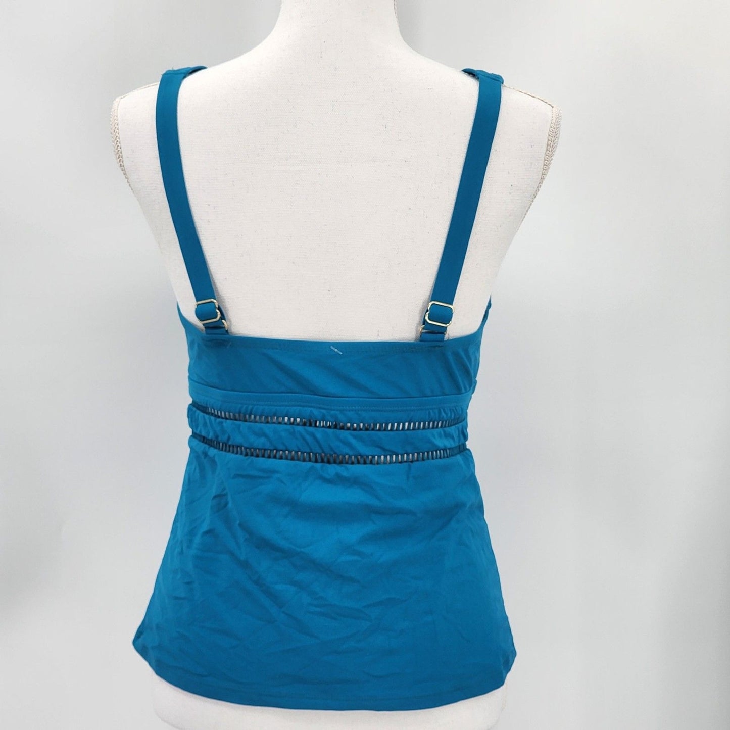 Lucky Brand Tankini Green V Neck Swimwear Swim Suit Top Adjustable Size M