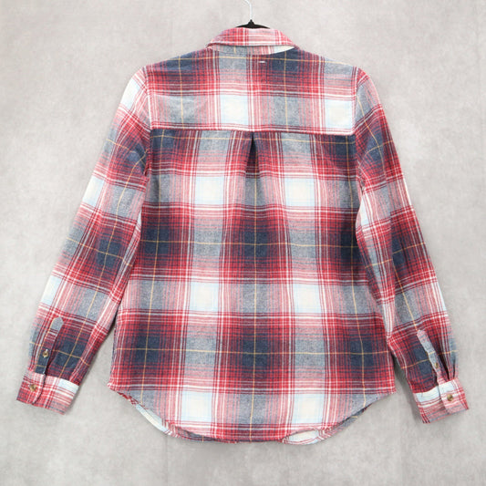 Aeropostale Red Flannel Plaid Long Sleeve Button Up Western Boyfriend Fit Small