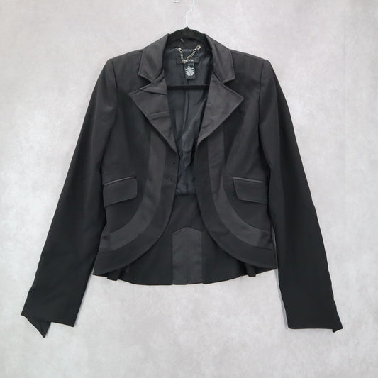 Arden B Black Tuxedo Peak Formal Cocktail Wedding Coat Jacket Blazer Medium