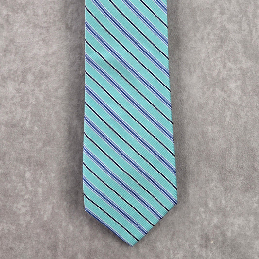 Saddlebred Blue Stripe Repp Geometric Executive 100% Silk Men's Neck Tie