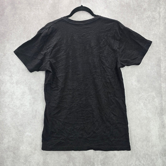 Black Christmas Ornaments & Mistletoe Printed Holiday Tshirt Top Medium