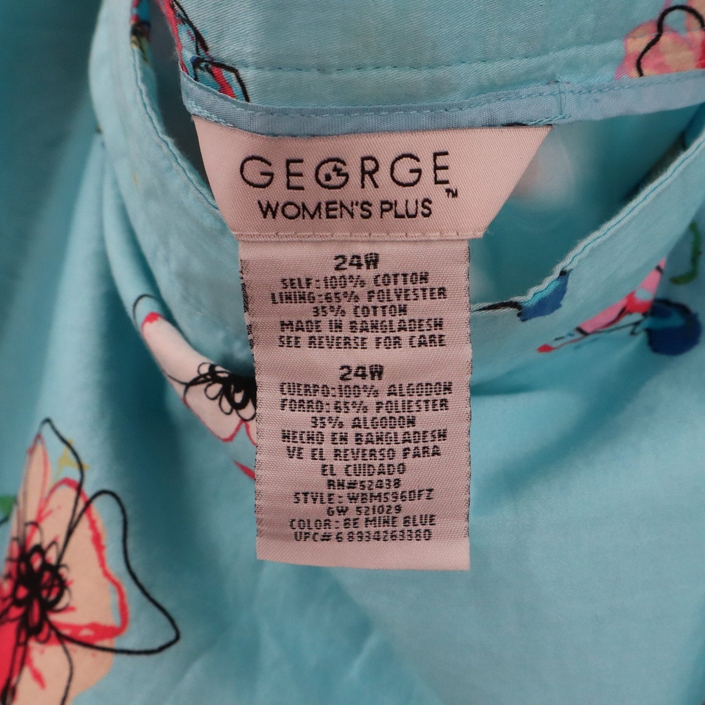 George Blue Floral Mini Short Flare Lace Trim Preppy Zip Button Skirt Plus 24W