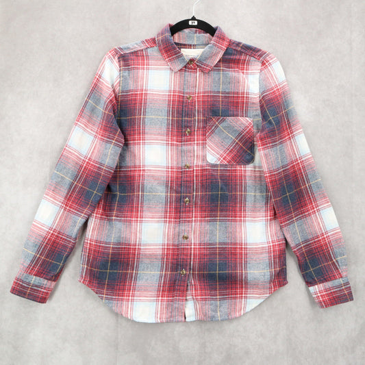 Aeropostale Red Flannel Plaid Long Sleeve Button Up Western Boyfriend Fit Small