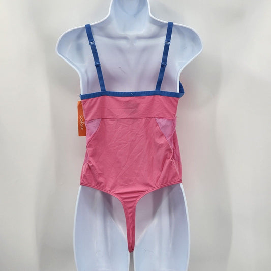 Colsie Pink One Piece Swimsuit Swimwear Bathing Suit Adjustable Mesh Medium