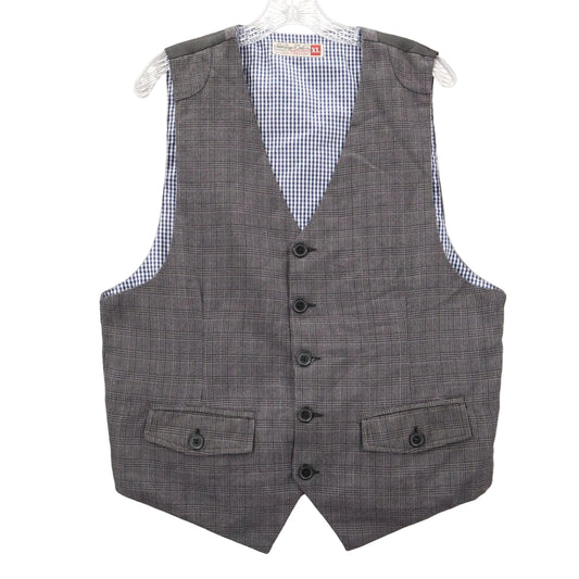 Sovereign Codes Gray Checker 5 Button Point Pocket Waistcoat Formal Suit Vest XL