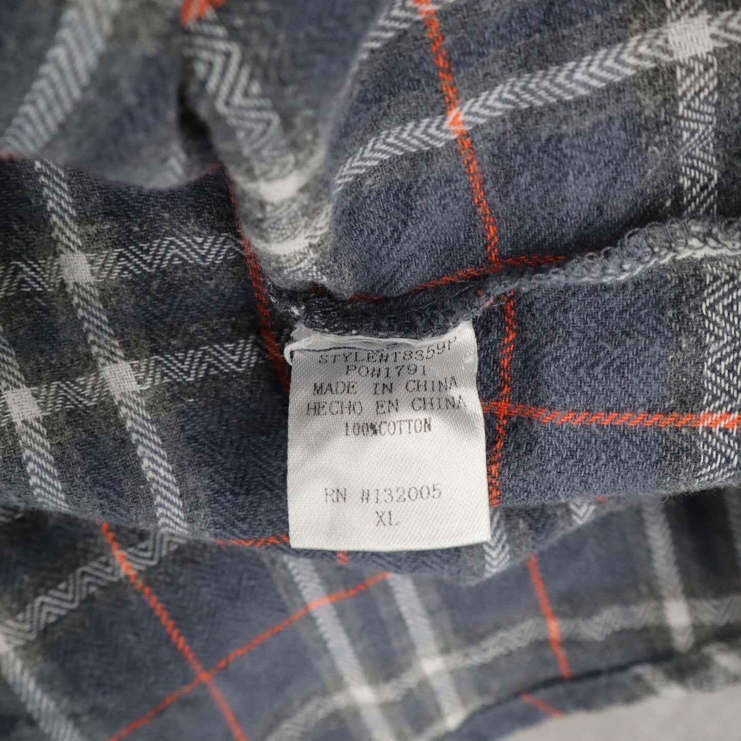 Entro Gray Plaid Flannel Button Down Western Cotton Tartan Extra Large XL
