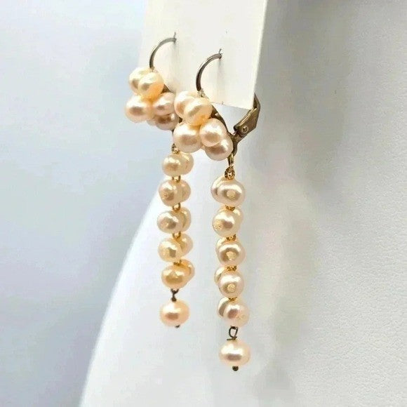 Pearl Flower Dangle Bead Drop boho Retro Fashion Jewelry Earrings E22