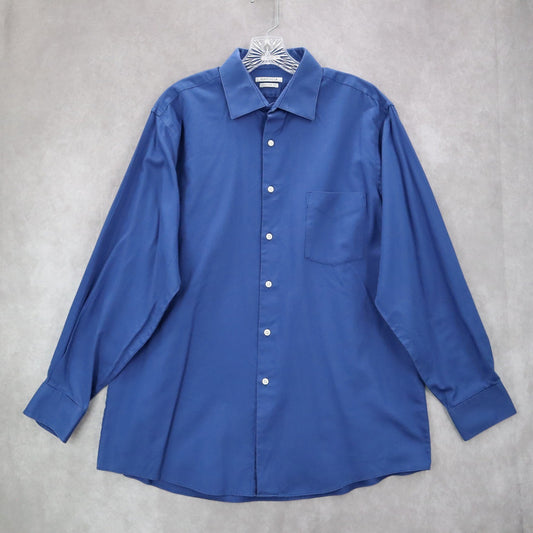 Van Heusen Lux Sateen Regular Fit Blue Button Down Casual Work Dress Shirt Large