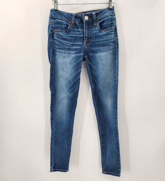 American Eagle Outfitters Super Stretch Blue Jeans Girls Junior Jegging Size 0