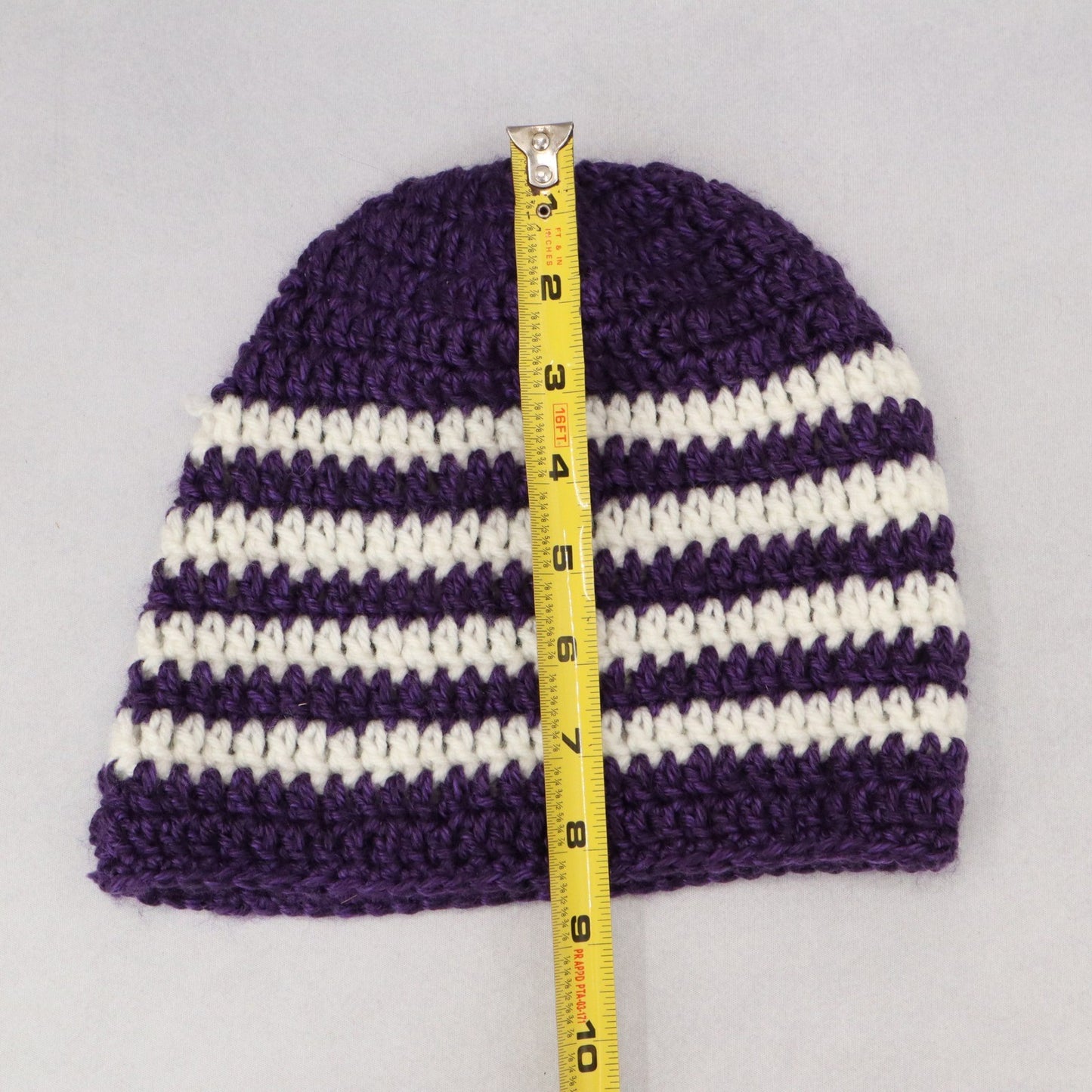 Purple Chevron Multi Color Crochet Cable Knit Y2K Vintage Cottage Beanie Cap Hat
