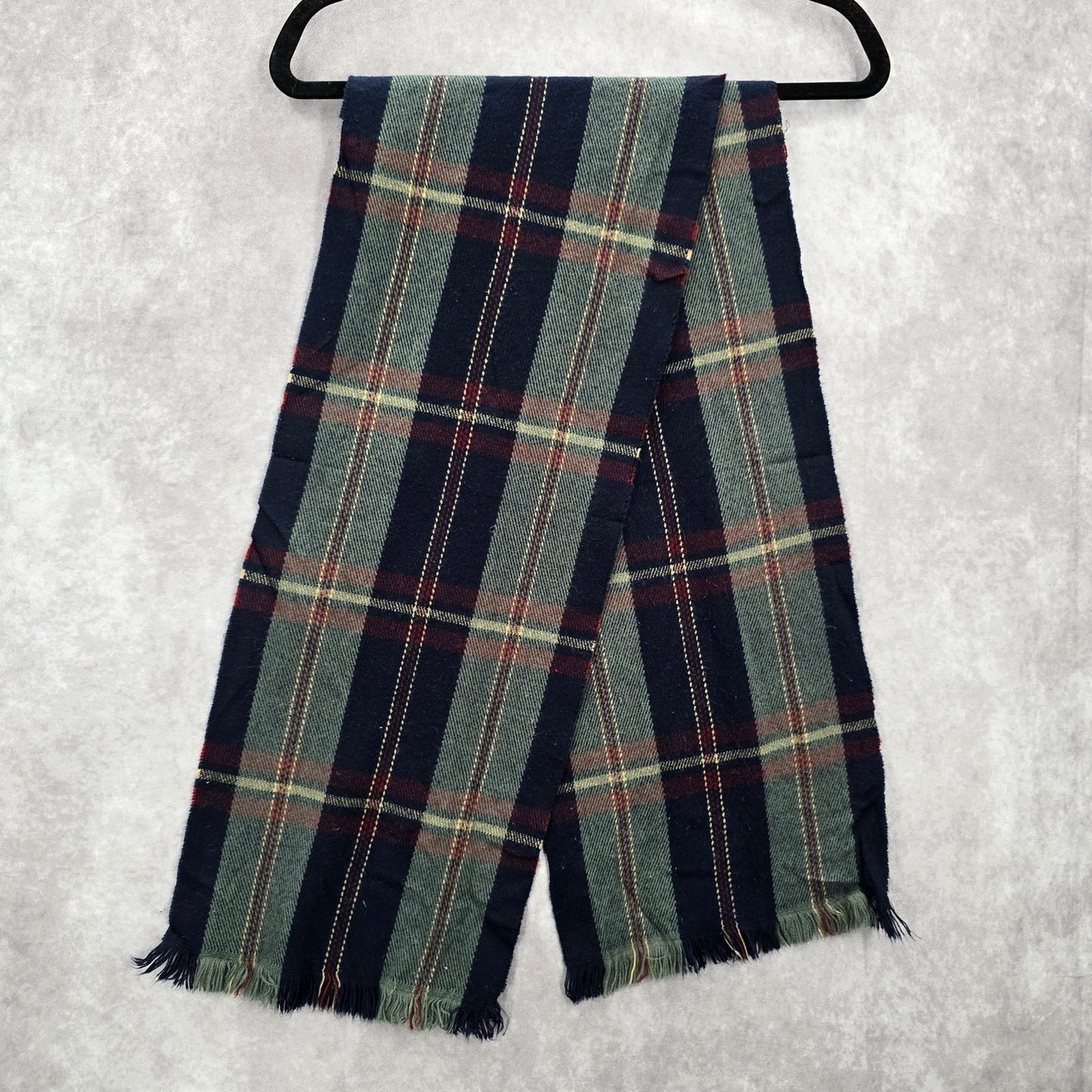Blue Green Plaid Tartan Fringe Wrap Long Shawl Unisex Scarves Scarf