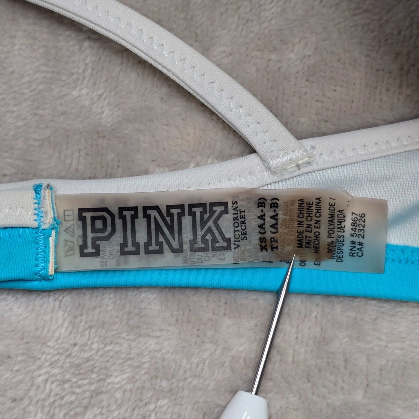 Victoria's Secret Pink Blue Padded Bikini Adjustable Strap Swimwear Size XS