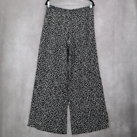 Decree Black Pull On Wide Leg Floral Boho Beach Comfy Trouser Pants Large