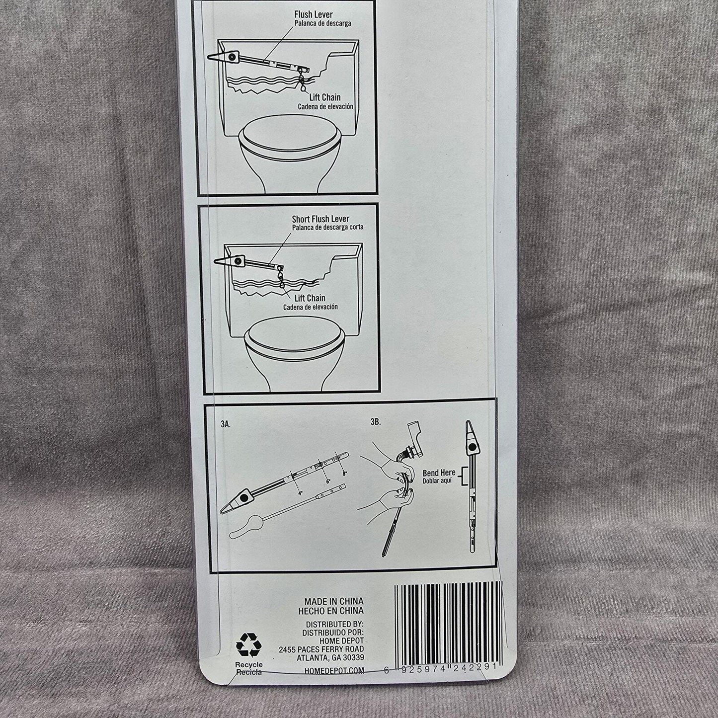 Everbilt Universal Toilet Tank Lever Plastic Handle Arm White Front Angle Mount