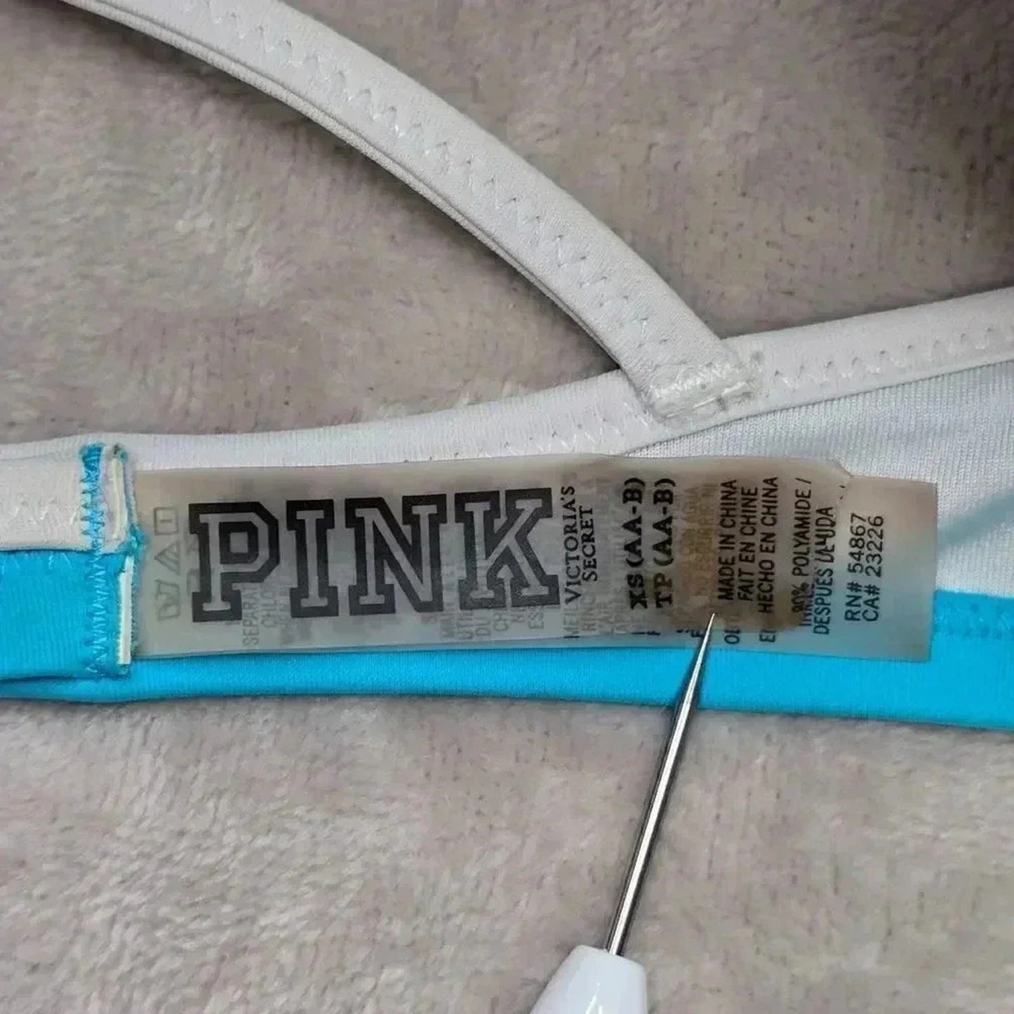 Victoria's Secret Pink Blue Padded Bikini Adjustable Strap Swimwear XS